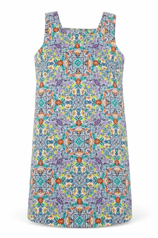 Front view of New Look women’s multicoloured geometric polyester a-line, size UK 8, square neck pullover