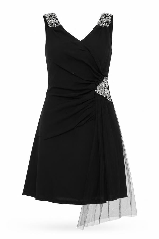 Front view of Fly Southeast women’s black viscose trapeze & swing, size L, v-neck pullover