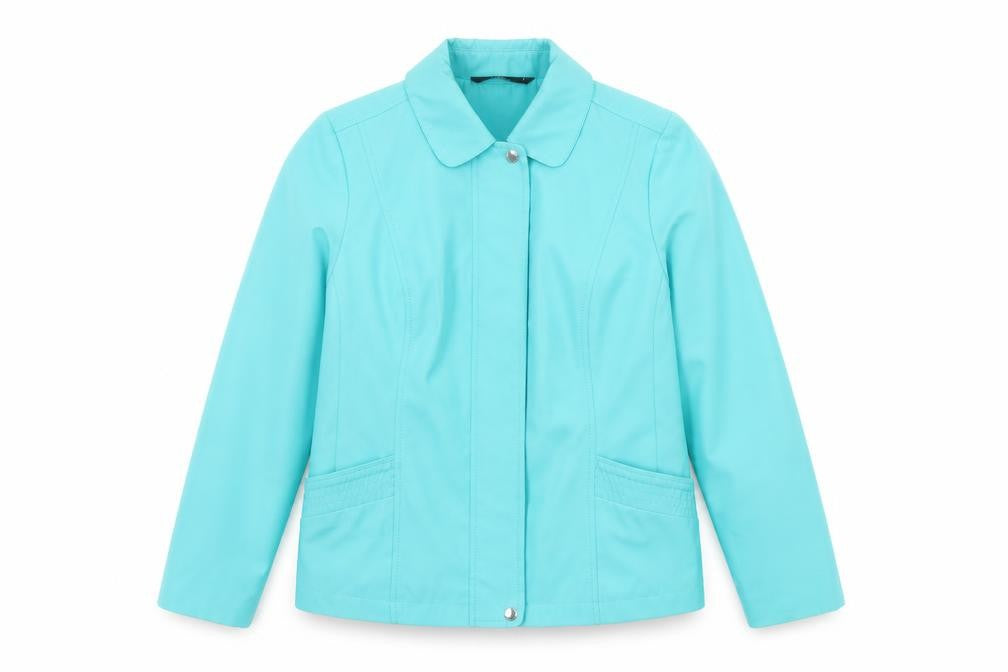 Front view of Bonmarché women’s blue jacket, size S, zip
