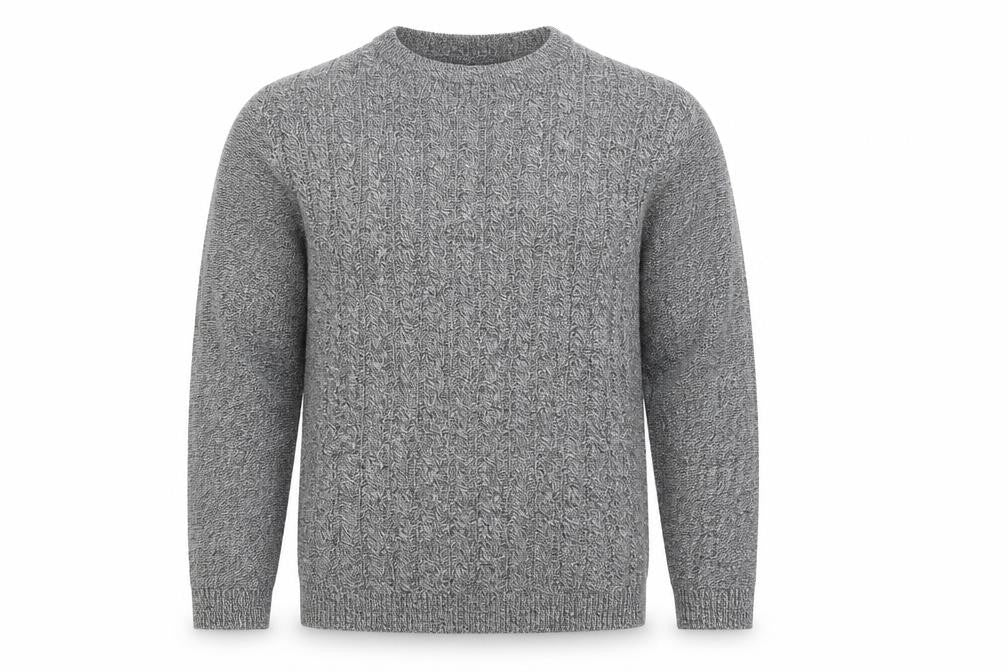 Front view of Topman men’s black round neck geometric acrylic jumper, size S, long sleeve