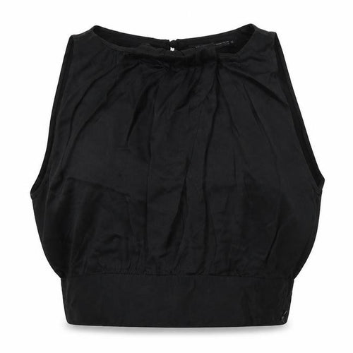 Zara Womens Black Viscose Cropped Blouse Size XS Boat Neck