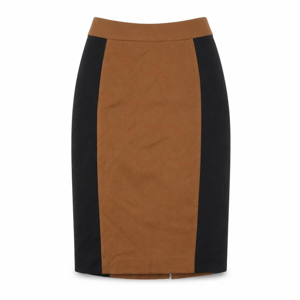 Front view of Next women’s brown polyester a-line skirt, size UK 8, zip