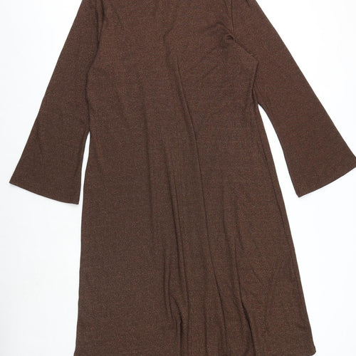Marks and Spencer Womens Brown Cotton A-Line Size 20 Boat Neck Pullover