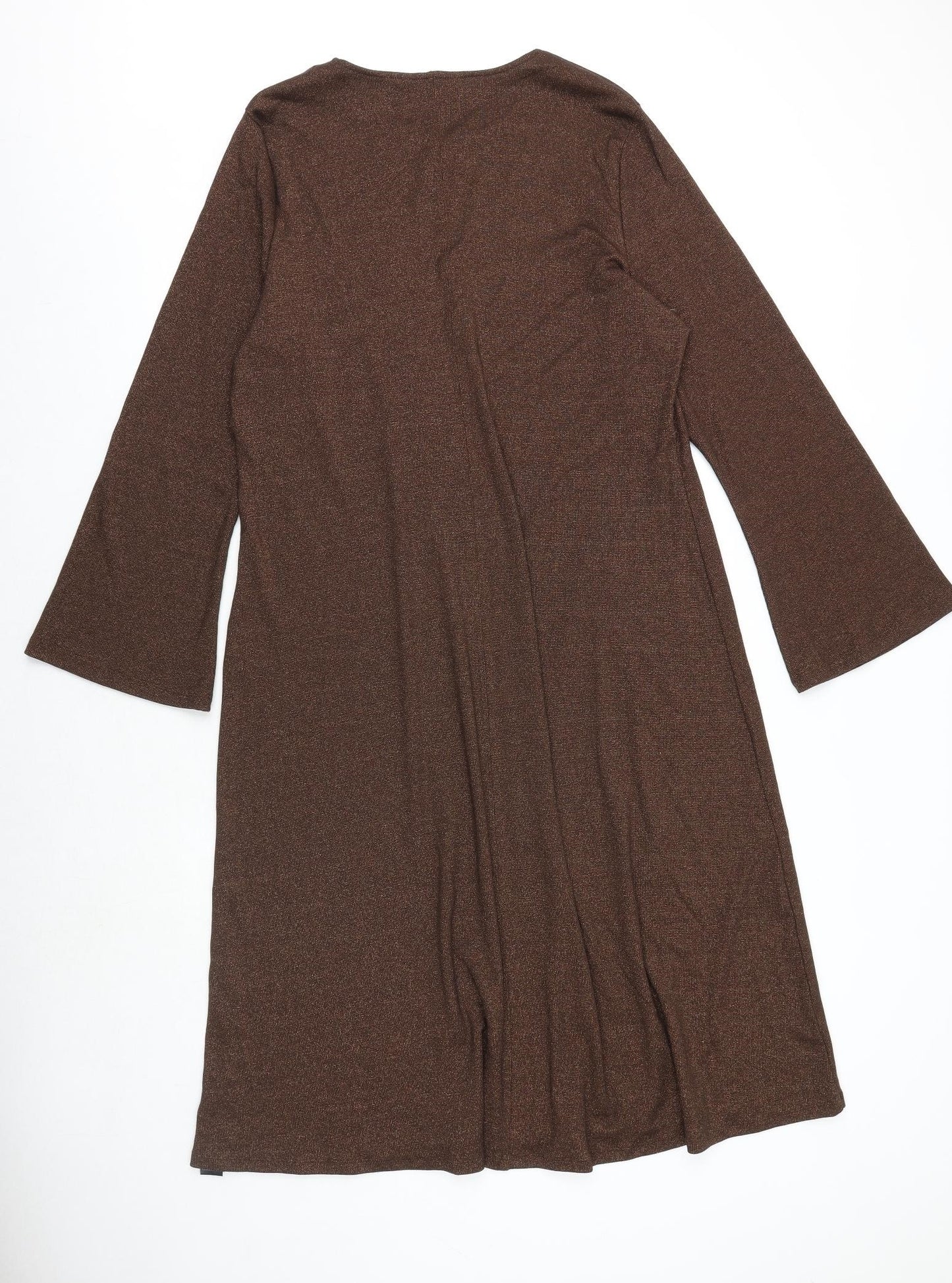 Marks and Spencer Womens Brown Cotton A-Line Size 20 Boat Neck Pullover