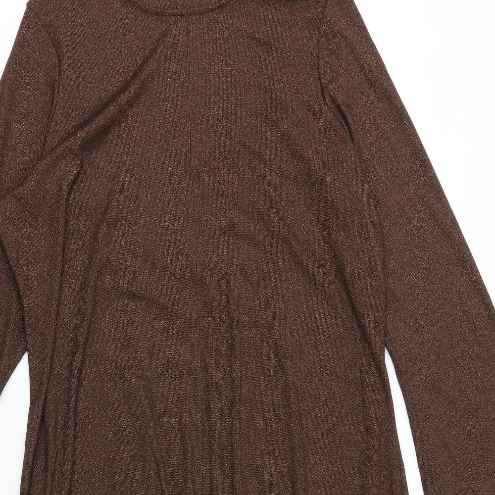 Marks and Spencer Womens Brown Cotton A-Line Size 20 Boat Neck Pullover