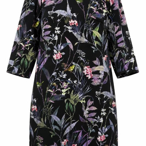 Betty&Co Womens Black Floral Polyester A-Line Size 8 Round Neck Zip