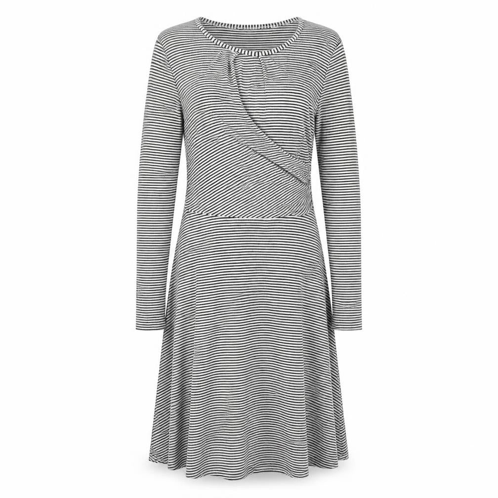 Miss Selfridge Womens Black Striped Viscose Trapeze & Swing Size 12 Round Neck Pullover