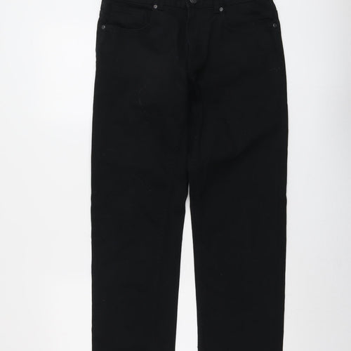 Acw85 Mens Black Cotton Straight Jeans Size 30 in L29 in Regular Button