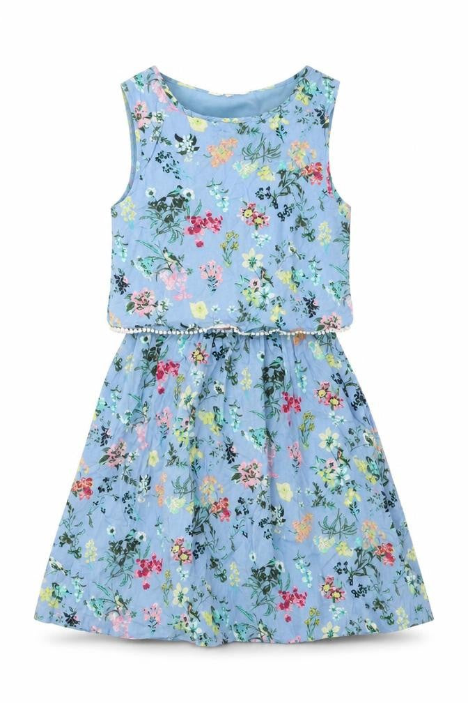 Brave Soul Womens Blue Floral Viscose Mini Size S Boat Neck Pullover