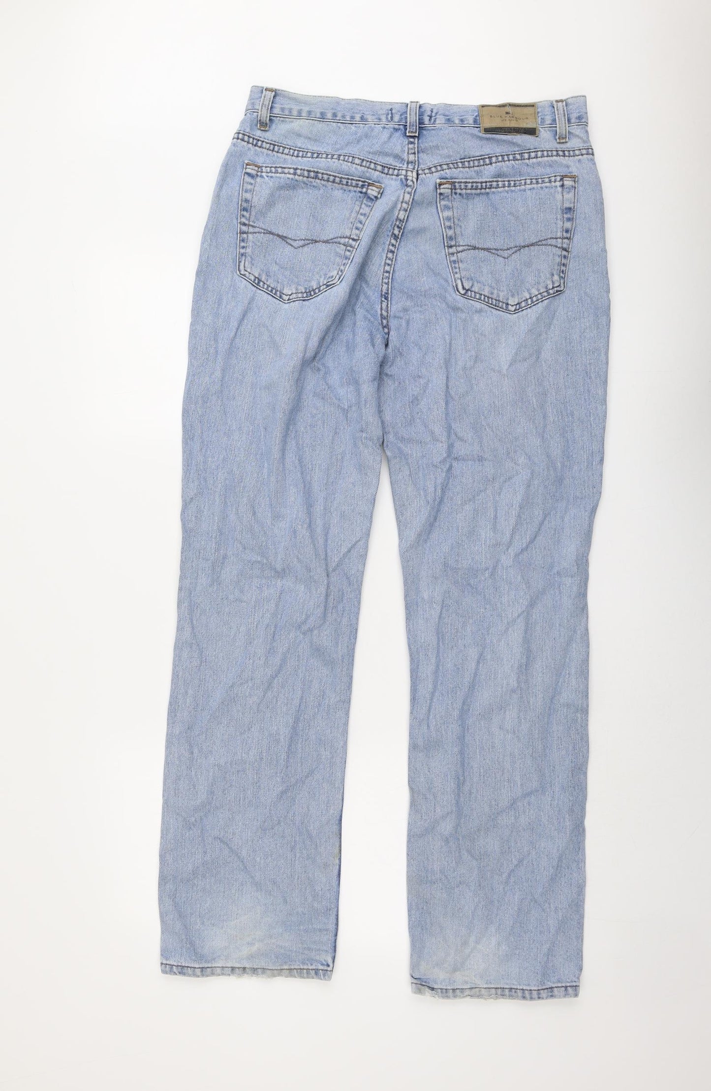 Blue Harbour Mens Black Cotton Straight Jeans Size 34 in L33 in Regular Button