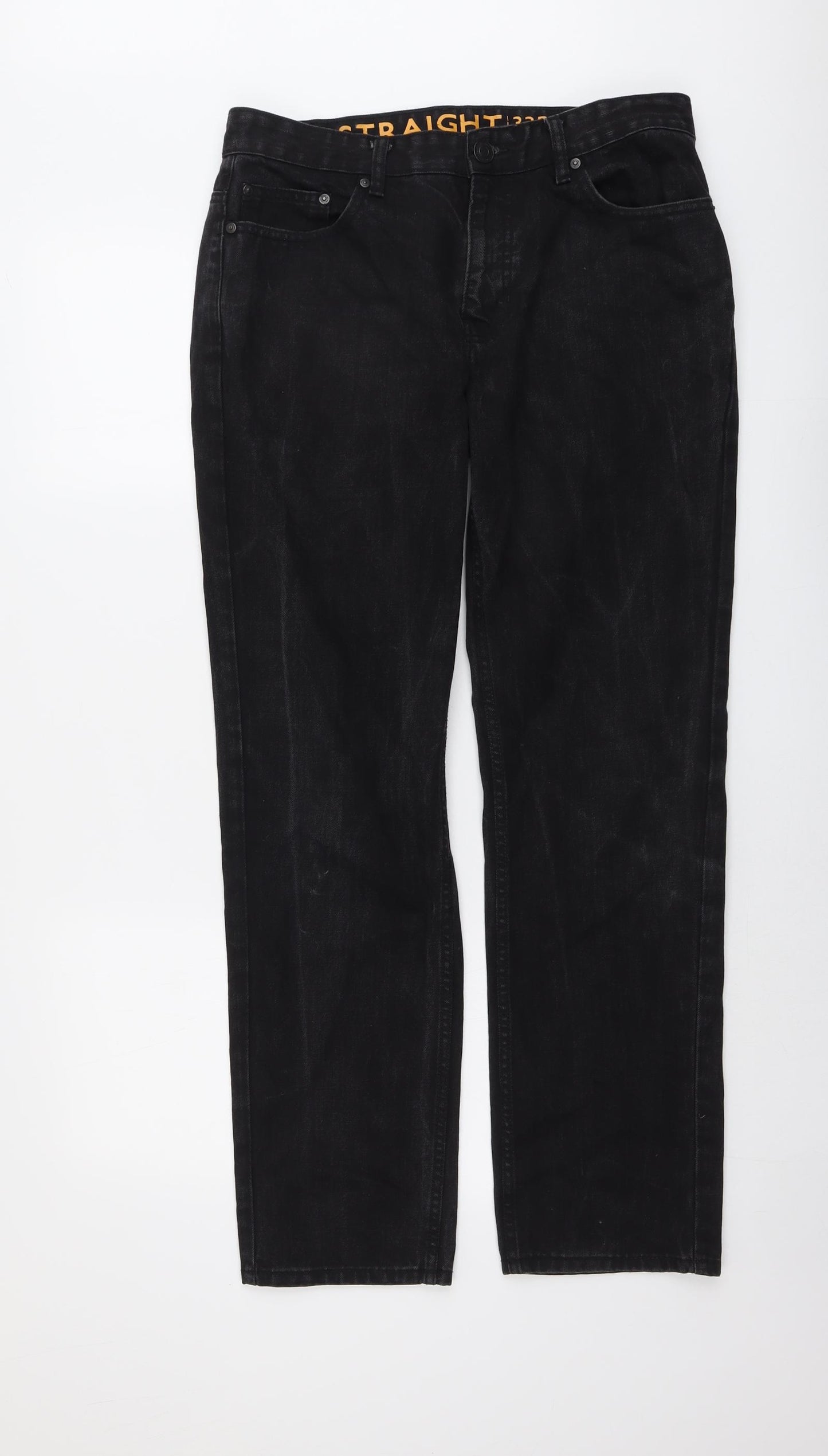 NEXT Mens Black Cotton Straight Jeans Size 32 in L31 in Regular Button