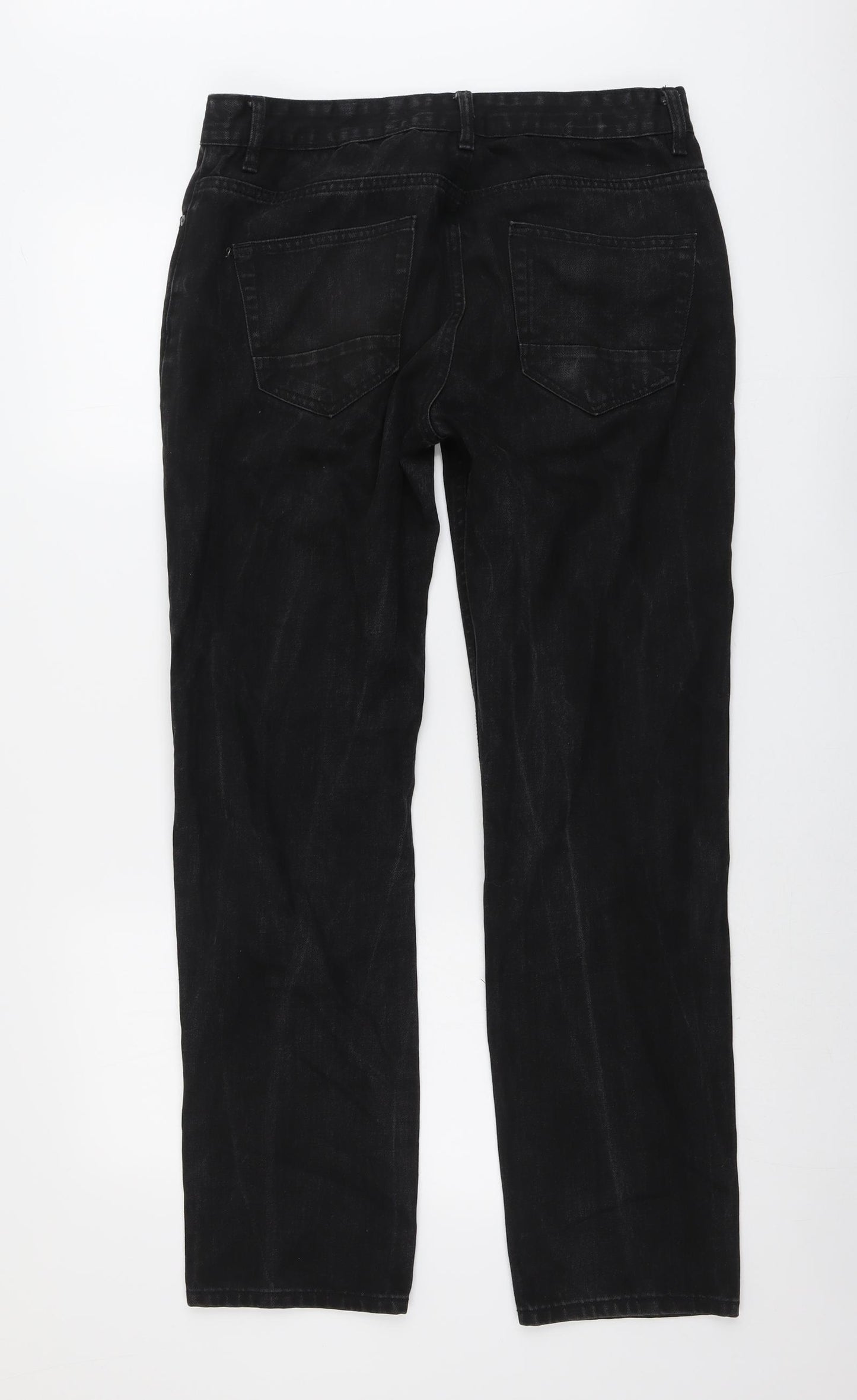 NEXT Mens Black Cotton Straight Jeans Size 32 in L31 in Regular Button