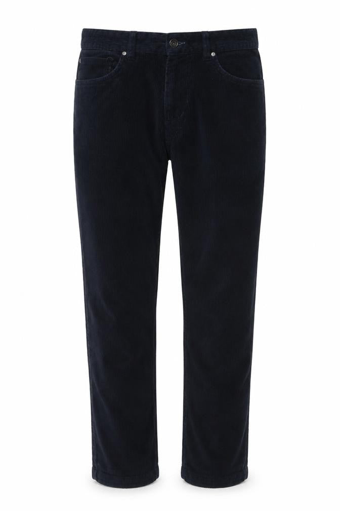 Front view of Threadbare men’s blue cotton trousers, size 30, in regular button