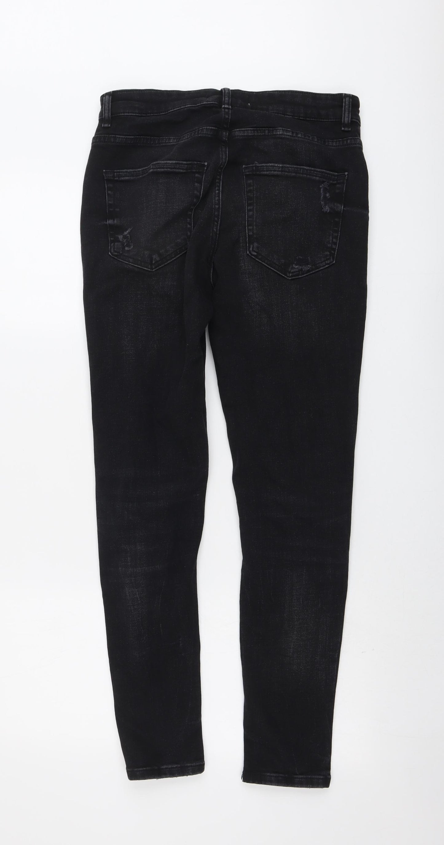Zara Mens Black Cotton Skinny Jeans Size 30 in L29 in Regular Button