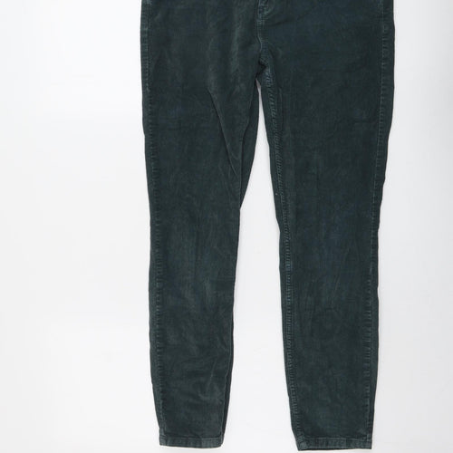 Fat Face Womens Green Cotton Trousers Size 14 L27 in Regular Button