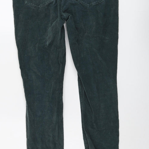 Fat Face Womens Green Cotton Trousers Size 14 L27 in Regular Button