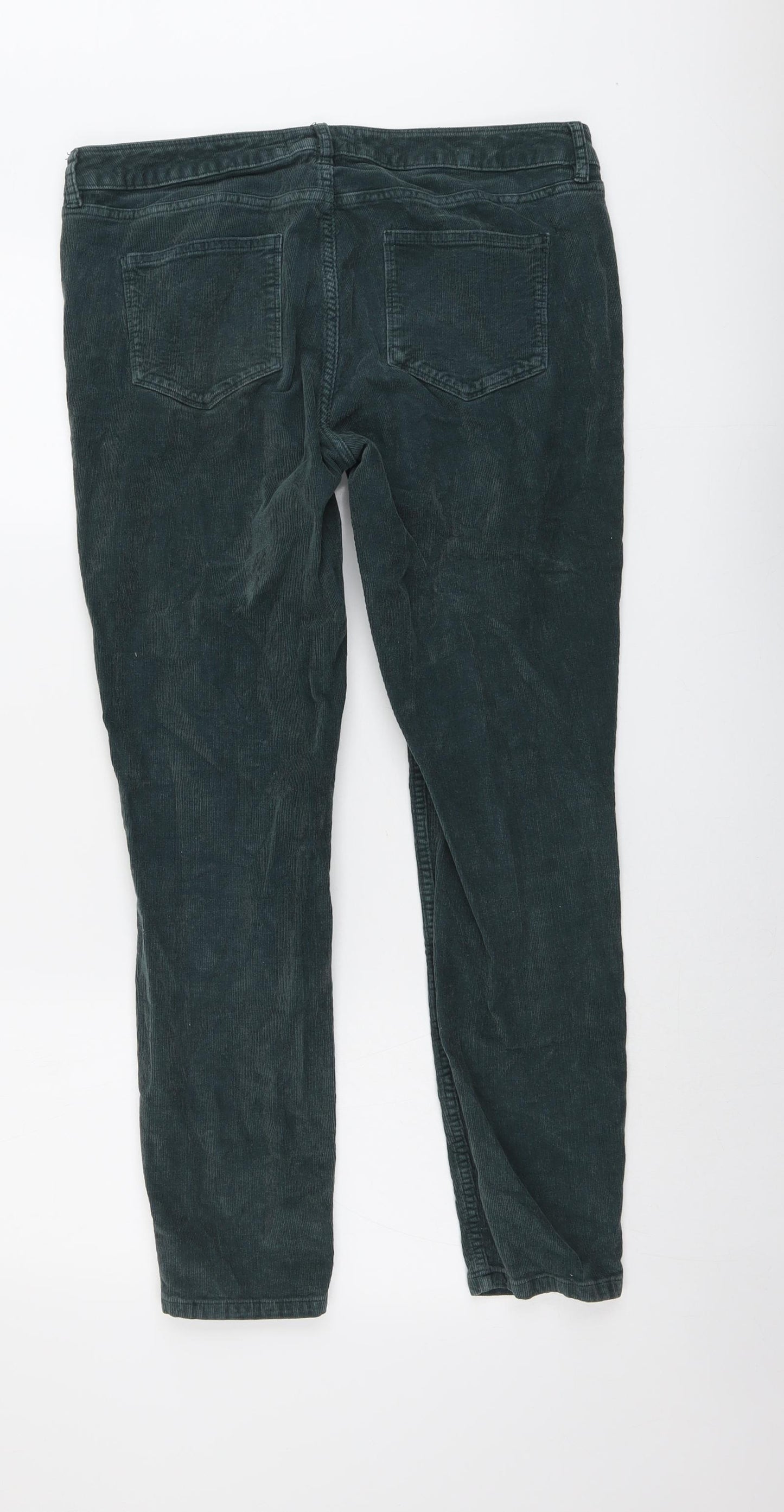 Fat Face Womens Green Cotton Trousers Size 14 L27 in Regular Button