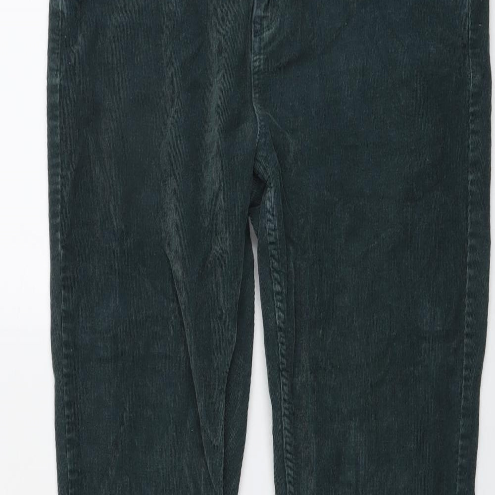 Fat Face Womens Green Cotton Trousers Size 14 L27 in Regular Button