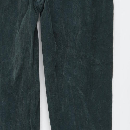 Fat Face Womens Green Cotton Trousers Size 14 L27 in Regular Button