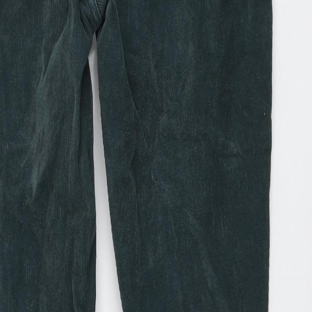 Fat Face Womens Green Cotton Trousers Size 14 L27 in Regular Button