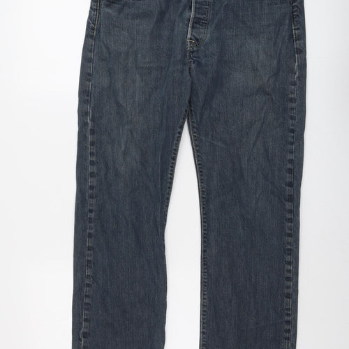 Levi's Mens Blue Cotton Straight Jeans Size 34 in L30 in Regular Button