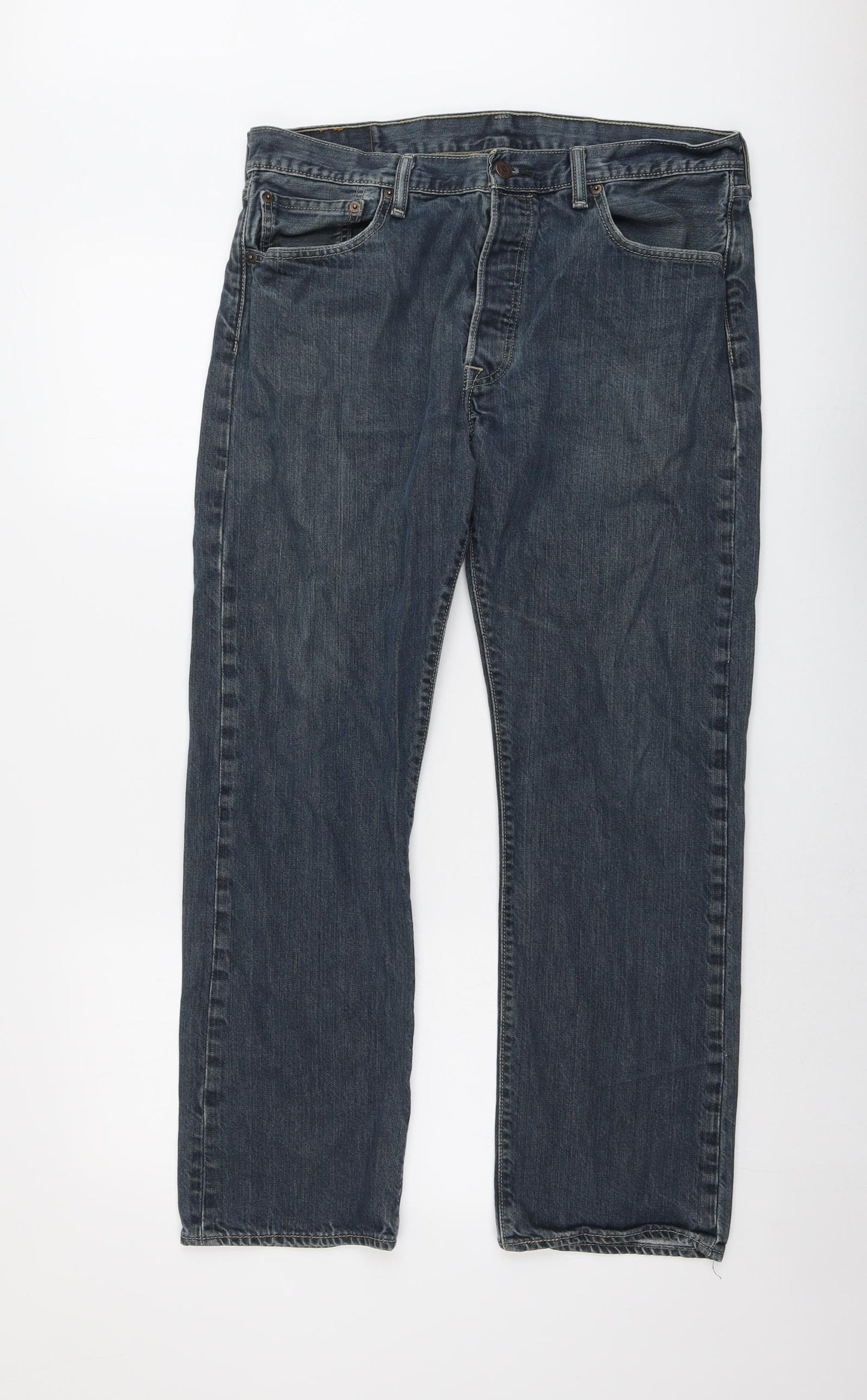 Levi's Mens Blue Cotton Straight Jeans Size 34 in L30 in Regular Button