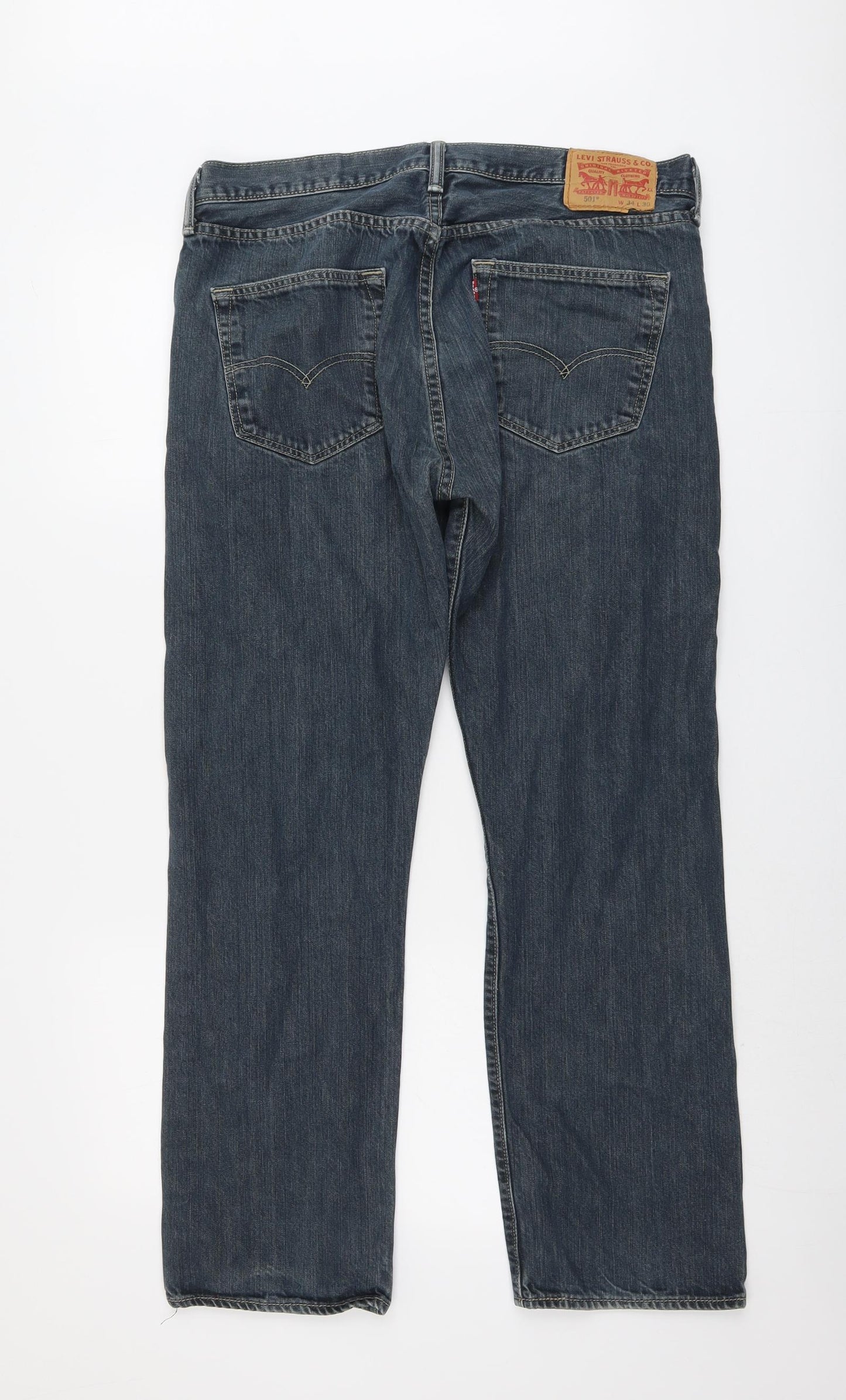 Levi's Mens Blue Cotton Straight Jeans Size 34 in L30 in Regular Button