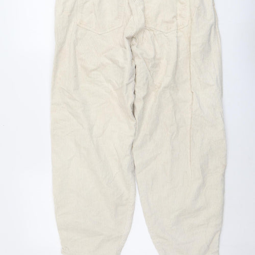 Zara Womens Beige Cotton Trousers Size 26 in L27 in Regular Button