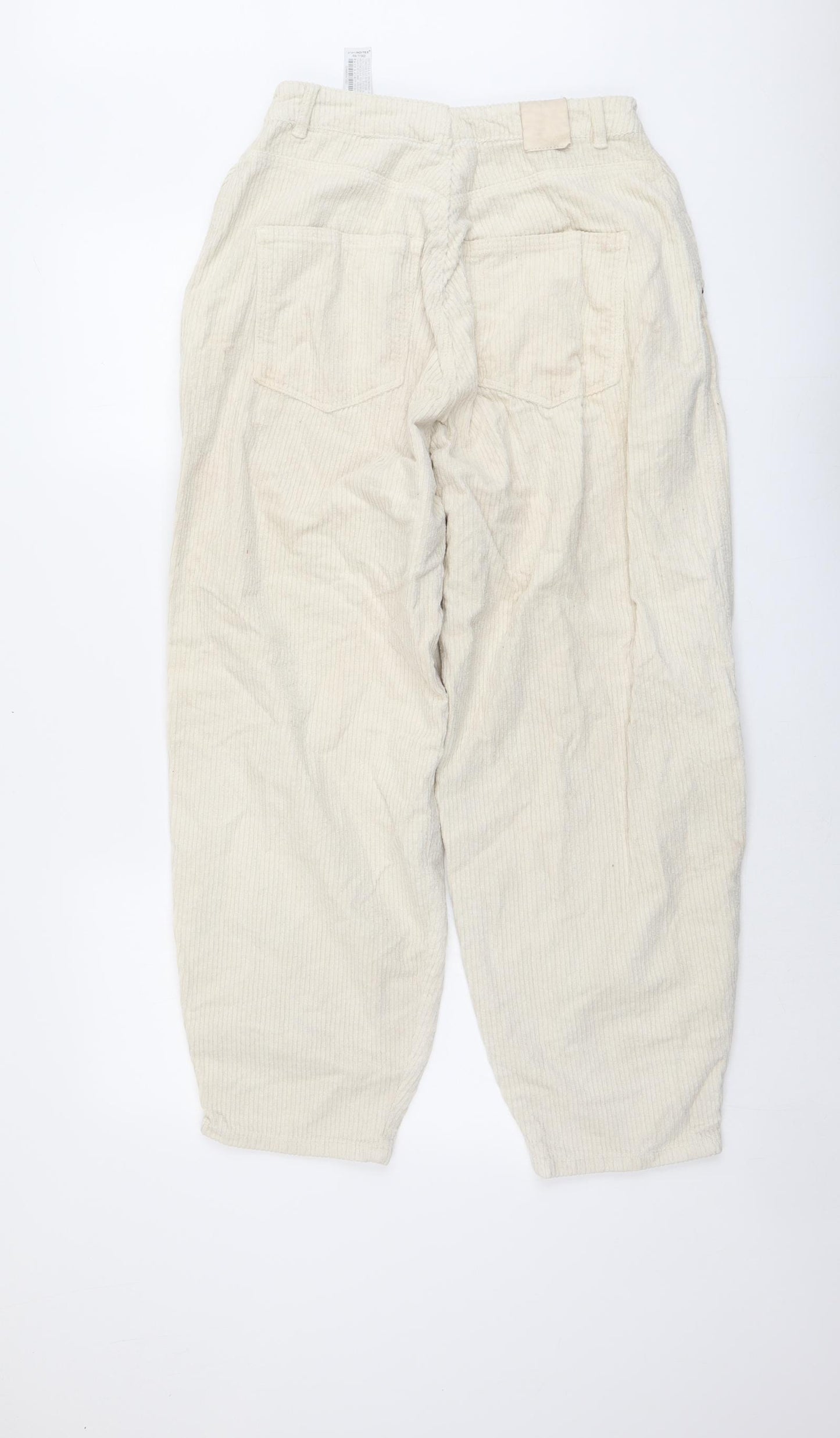 Zara Womens Beige Cotton Trousers Size 26 in L27 in Regular Button