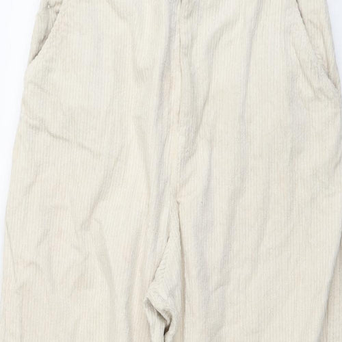 Zara Womens Beige Cotton Trousers Size 26 in L27 in Regular Button