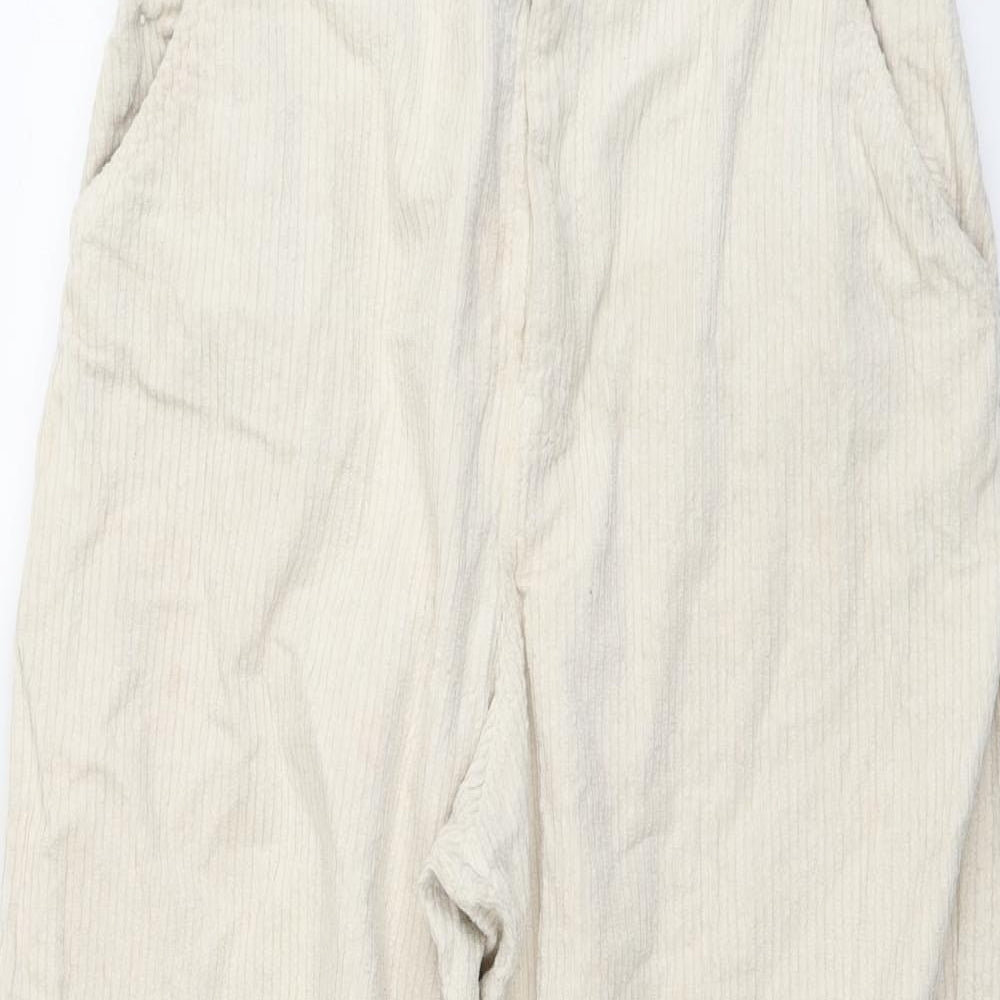 Zara Womens Beige Cotton Trousers Size 26 in L27 in Regular Button