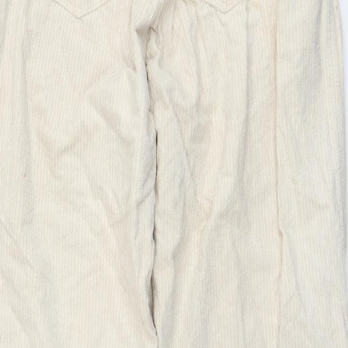 Zara Womens Beige Cotton Trousers Size 26 in L27 in Regular Button