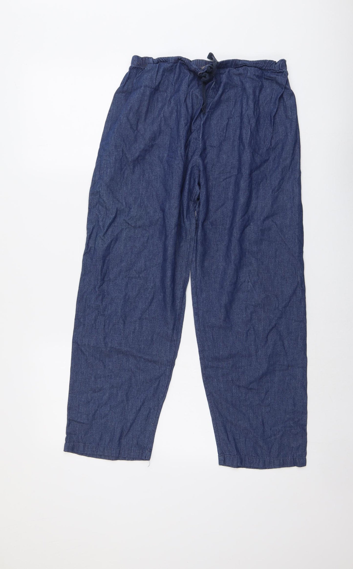 Chalk Womens Blue Cotton Trousers Size M L25 in Regular Drawstring