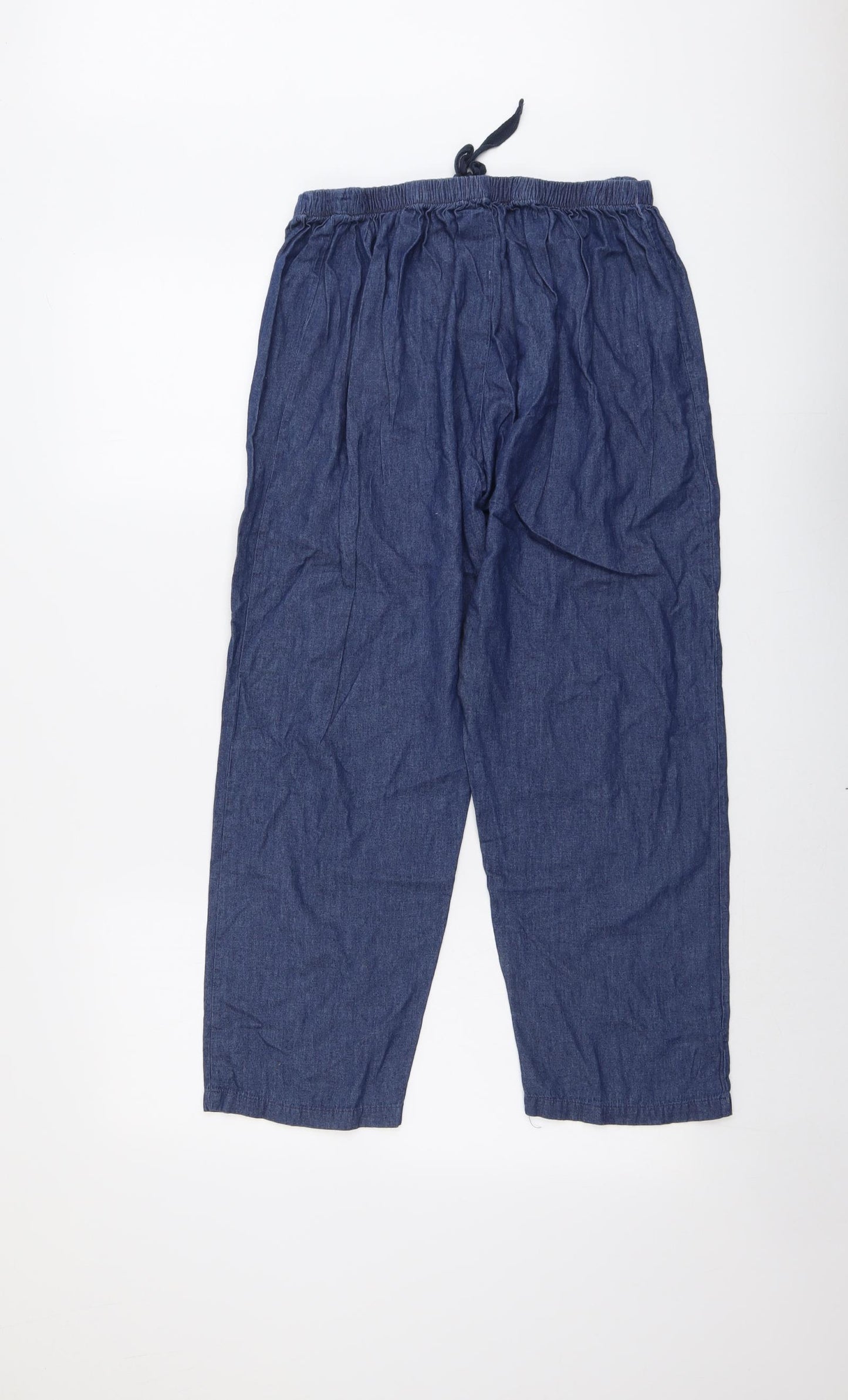 Chalk Womens Blue Cotton Trousers Size M L25 in Regular Drawstring