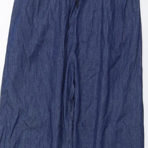Chalk Womens Blue Cotton Trousers Size M L25 in Regular Drawstring