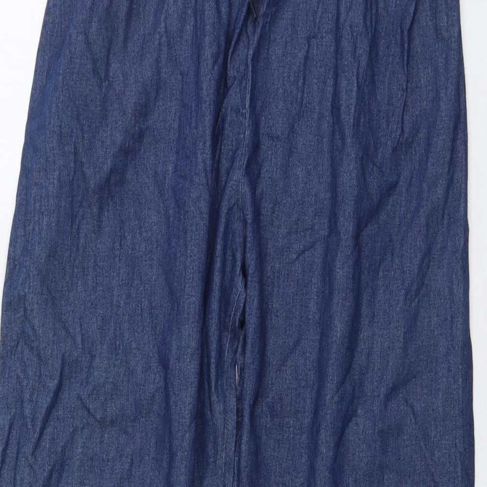 Chalk Womens Blue Cotton Trousers Size M L25 in Regular Drawstring