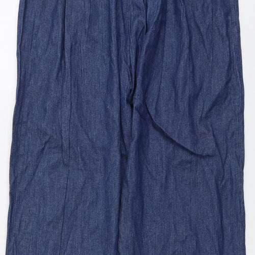 Chalk Womens Blue Cotton Trousers Size M L25 in Regular Drawstring