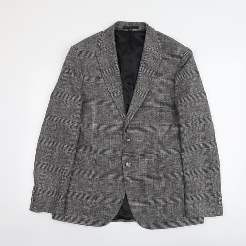 Marks and Spencer Mens Grey Plaid Viscose Jacket Suit Jacket Size 40 Regular