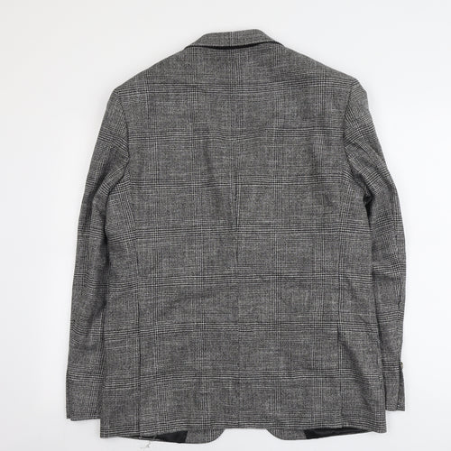 Marks and Spencer Mens Grey Plaid Viscose Jacket Suit Jacket Size 40 Regular