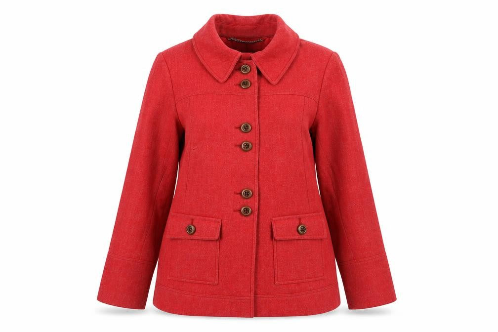 Front view of Next women’s red jacket, size UK 10, button