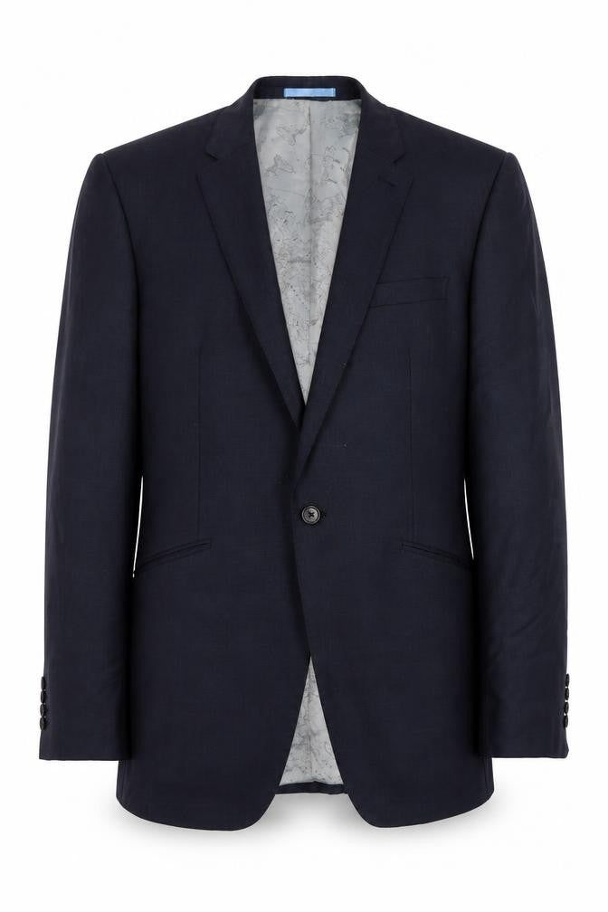 Front view of Next men’s blue wool jacket suit jacket, size 40, regular