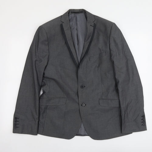 Limehaus Mens Grey Polyester Jacket Suit Jacket Size 40 Regular