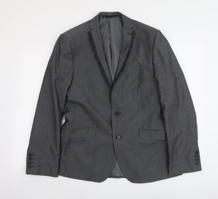 Limehaus Mens Grey Polyester Jacket Suit Jacket Size 40 Regular