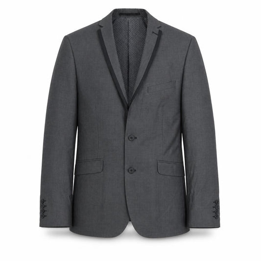Front view of Limehaus men’s grey polyester jacket suit jacket, size 40, regular