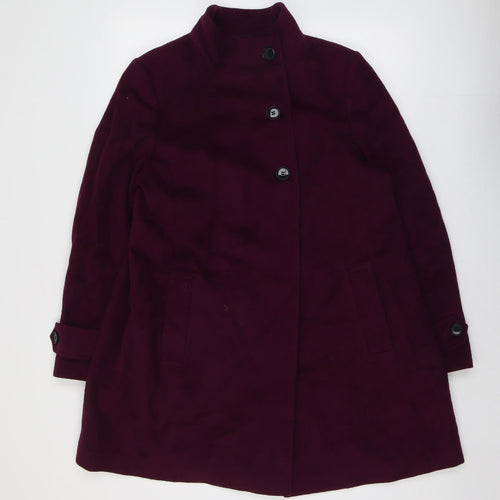 Jaeger Womens Purple Pea Coat Coat Size 14 Button