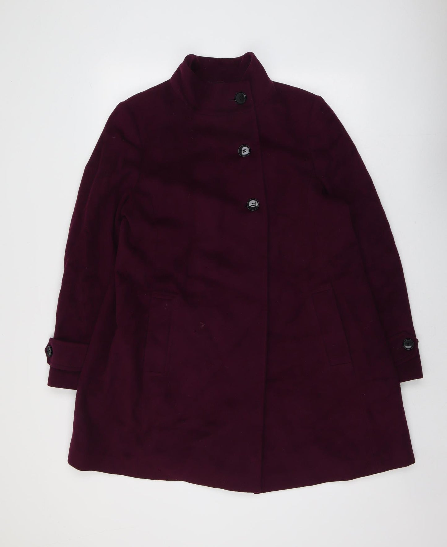 Jaeger Womens Purple Pea Coat Coat Size 14 Button