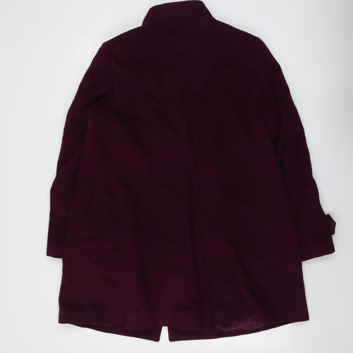 Jaeger Womens Purple Pea Coat Coat Size 14 Button