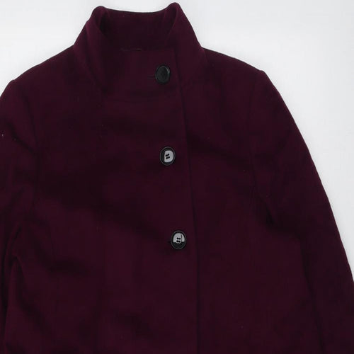 Jaeger Womens Purple Pea Coat Coat Size 14 Button