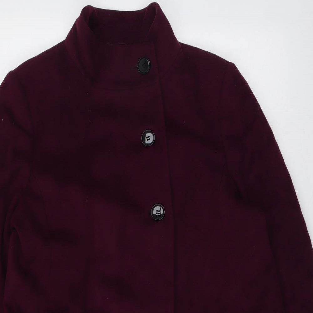 Jaeger Womens Purple Pea Coat Coat Size 14 Button
