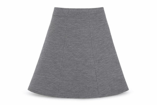 Front view of Classics women’s grey acrylic swing skirt, size UK 12